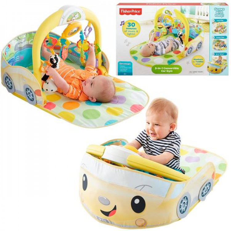 Vzdelávacia podložka Šťastné autíčko Fisher Price žlté Vzdelávacia podložka Šťastné autíčko Fisher Price žlté
